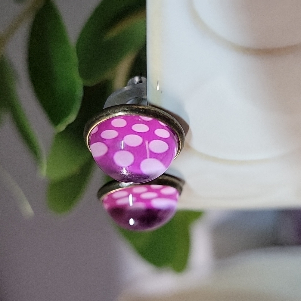 Polka Dot Gumdrop Stud Earrings - Picture 6 of 6